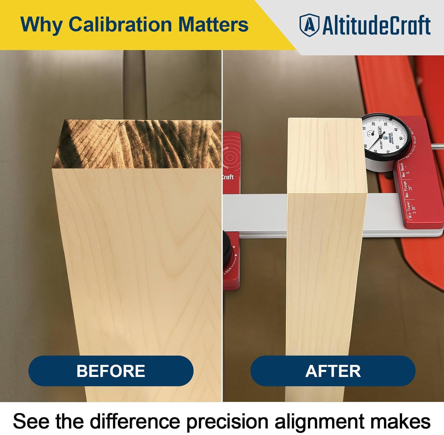 0.001" Precision Table Saw Alignment Gauge - CNC Milled Zero-Wobble Calibration Tool for Blade, Fence & Sled Alignment