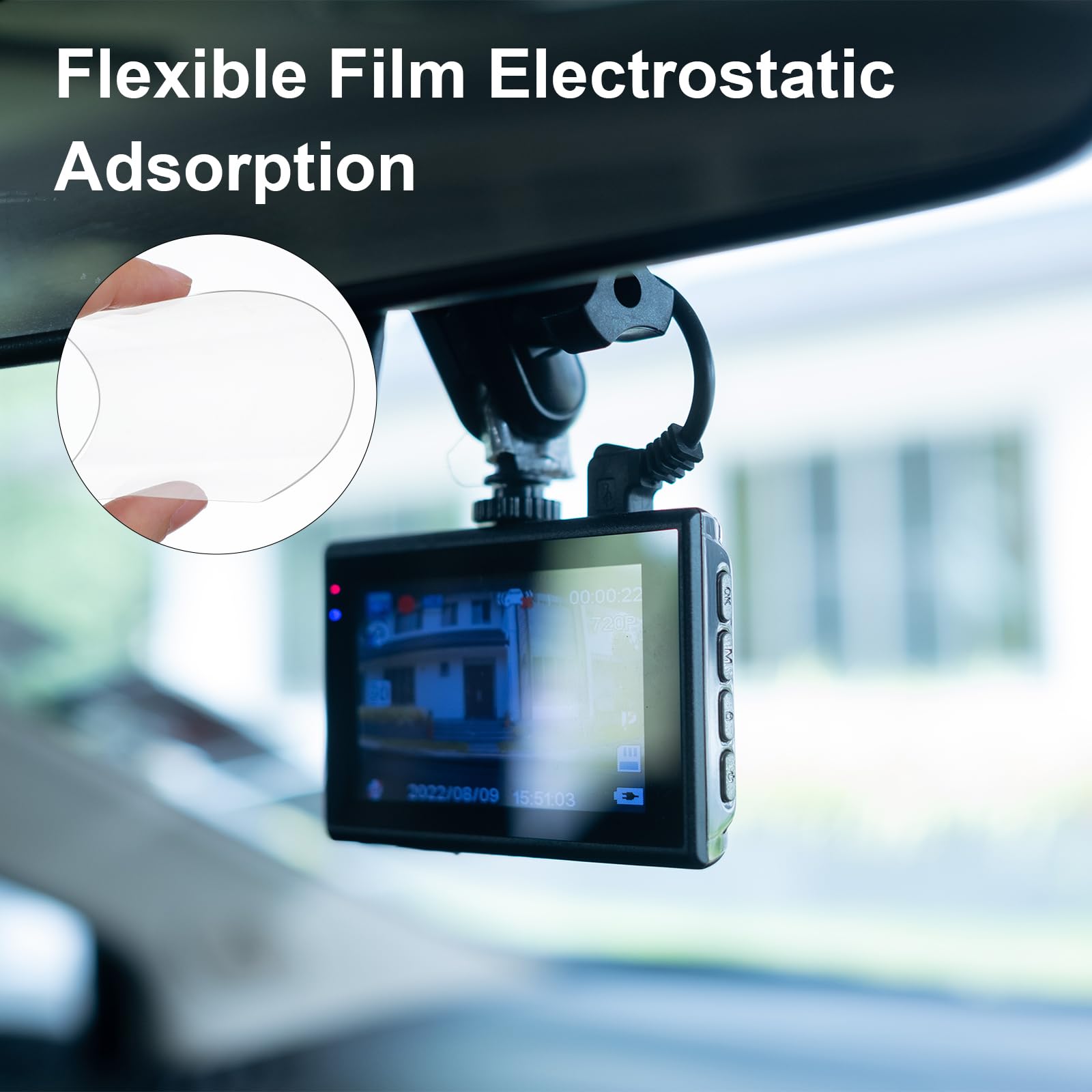 8 PCS Electrostatic Film for Dash Cam, Dash Cam Clear Double-Sided Adhesive Stickers Reusable Weatherproof Electrostatic Stickers for Windshield Dashcam Car — view 8