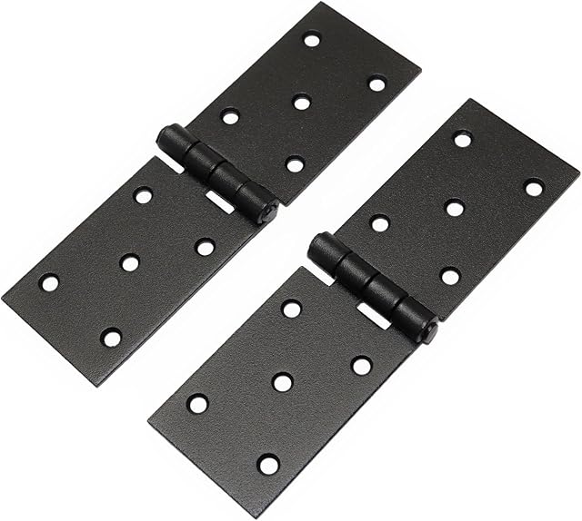 Cotarba Black Folding Flip Hinge Alloy Backflap Hinge Metal Heavy Duty Strap Tee Hinges Gate Doors Box Shed Anti Rust Fence Thick Strong Powder Coating Pair 150 x 45 mm ( 5.9" x 1.7" )