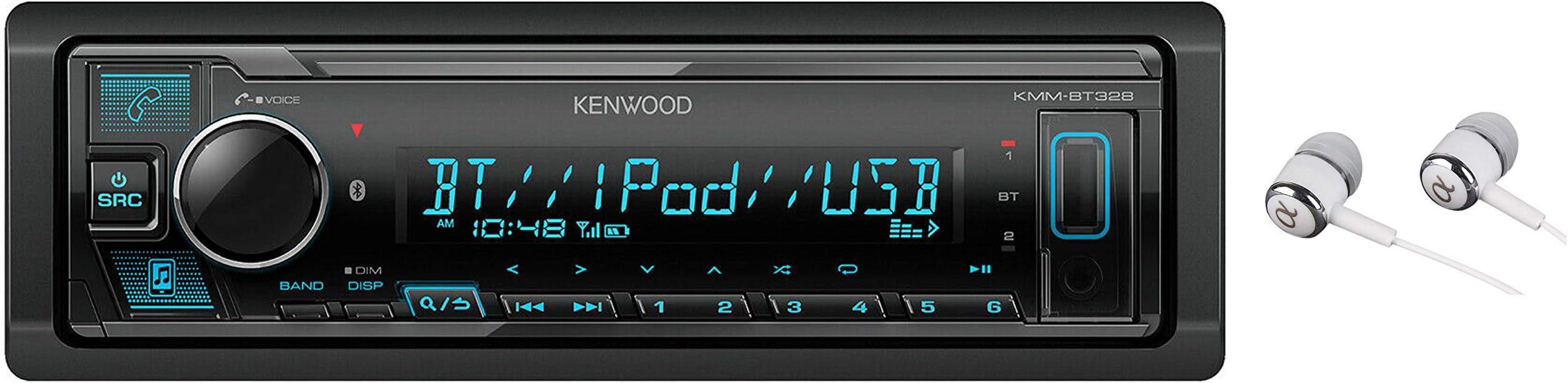 Bluetooth USB MP3 WMA AM/FM Digital Media Player Dual Phone Connection Pandora Car Stereo Receiver/Free Alphasonik Earbuds