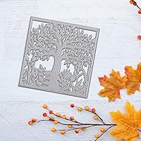 Vista 5 de Troqueles de marco de árbol para hacer tarjetas, árboles, hojas, flores, juegos de troqueles de corte de marco cuadrado, plantillas de estampado