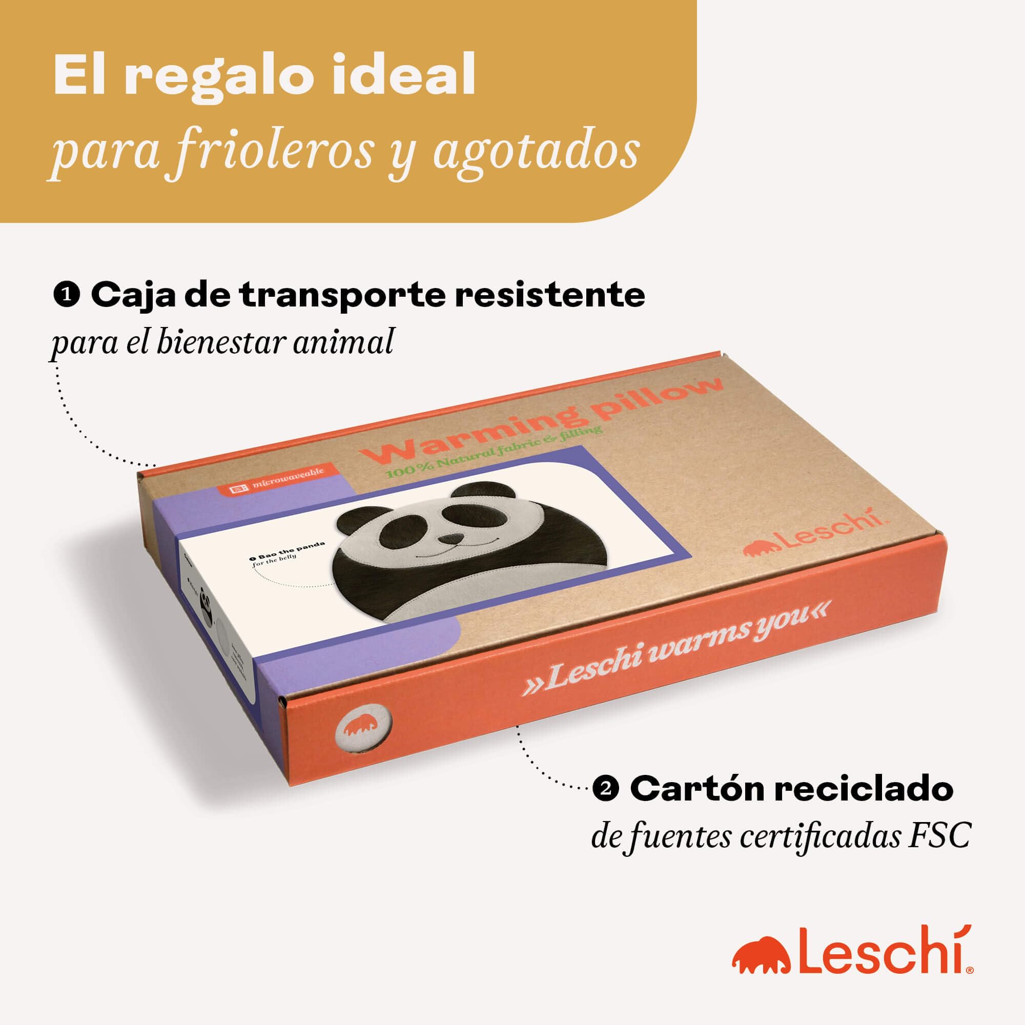 LESCHI Bolsa Semillas Microondas de 100% Algodón y Trigo Orgánicos, Saco de Semillas con Funda Lavable, Saco Térmico de Semillas ideal para Dolores Menstruales, Cólicos y Dolor Abdominal, Panda negro