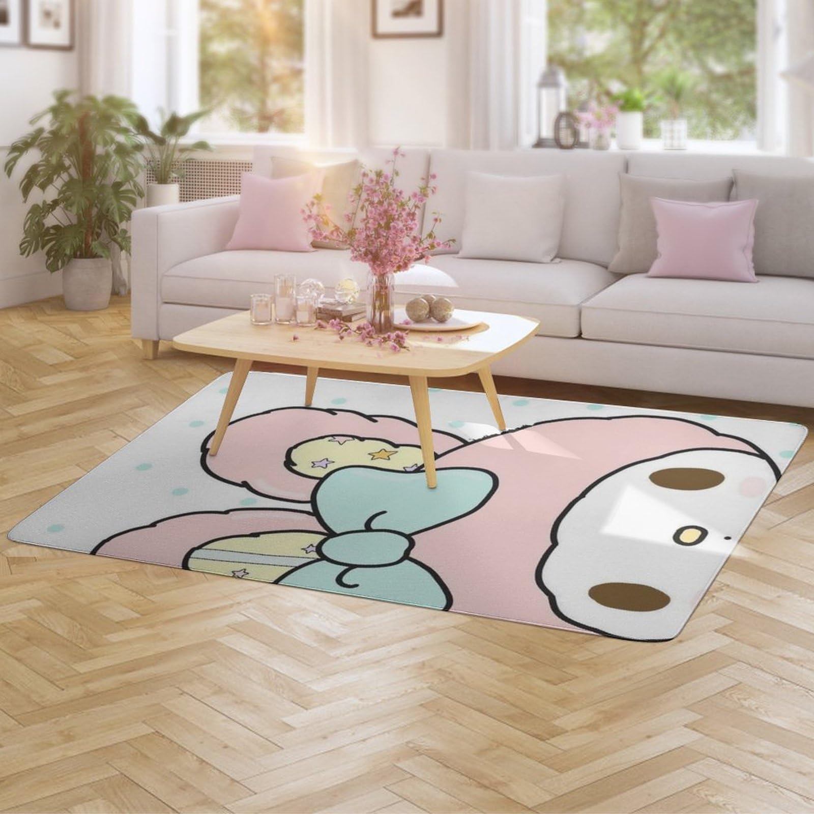 Amazon｜ラグマット 長方形ラグ 洗える 滑り止め付 100×150 マイメロ