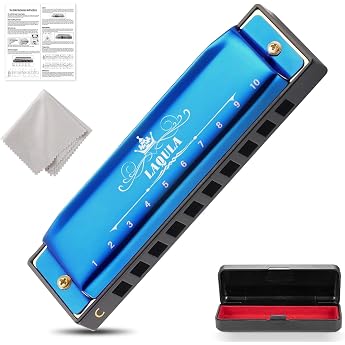 Diatonic Harmonica Blues Harmonica Key by Do Blues Harp Mouth Organ Aharmonica 10 Holes with Protective Case Standard Gifts for Adults Beginners and Students Blue
