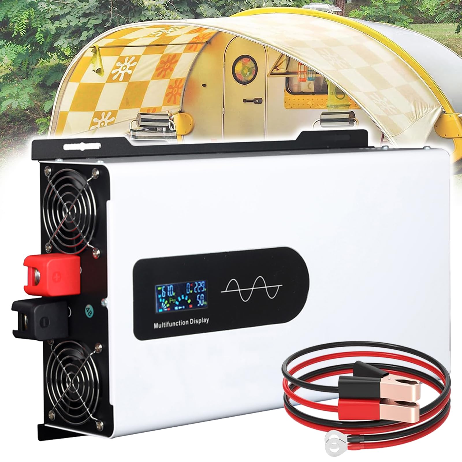 5000W Pure Sine Wave Power Inverter for Homes DC to AC Voltage Converter with LCD Display & 2 AC Outlet, for Home/RV/Truck/Car/Camping/Solar 72V to 110V
