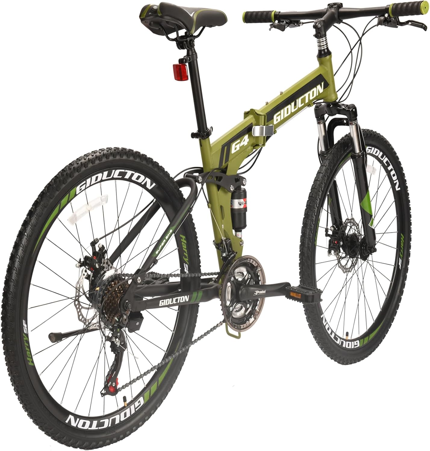 26 Inch Folding Mountain Bike with 21 Speed for Adults, 26 Inch Full Suspension Mountain Bike with Disc Brakes