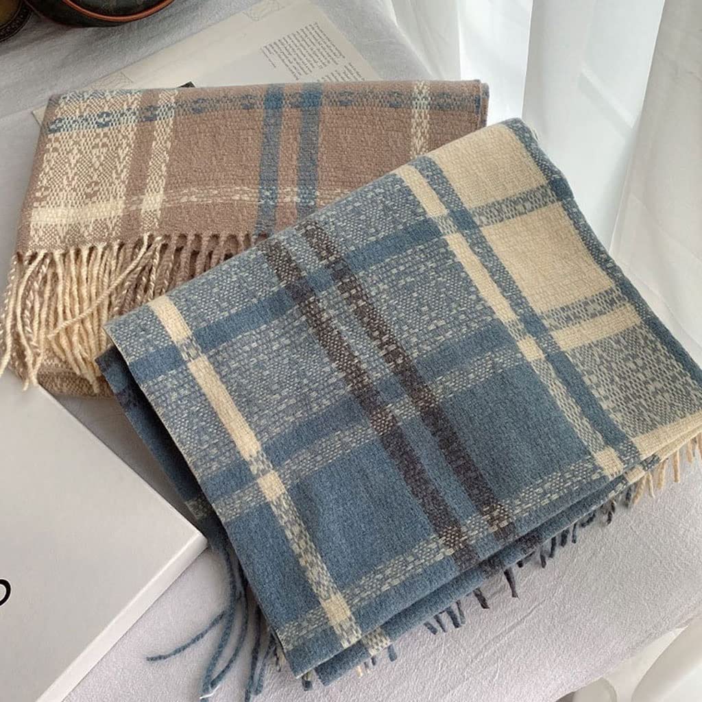 Bufanda Invierno Imitación Cachemira Invierno Bufanda cálida Hombres Tassel Tejido Tela Escocesa Bufandas Bufandas Femenino otoño mantón envueltos Chal Bufanda