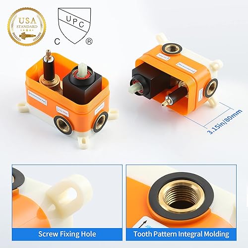 Miniatura 7 de Válvulas de ducha de montaje en pared, válvula de mango de ducha de 2 funciones, válvula de equilibrio de presión áspera, mezclador de válvula de