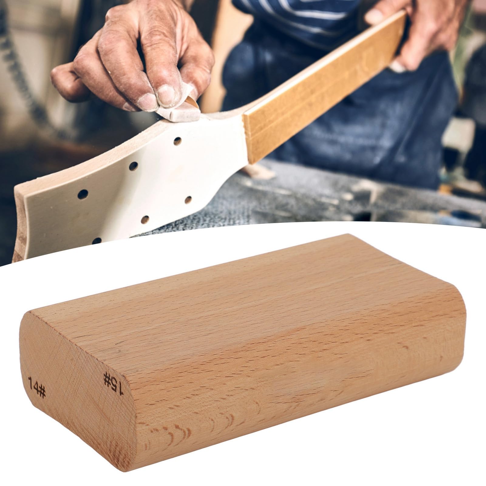 Guitar Sanding Block, Guitar Luthier Tool Wood Radius Sanding Block Luthier Tool for Guitar Fretboard Fingerboard Fret Leveling(14 and 15 Inch) Fretboard Radius Sanding Block
