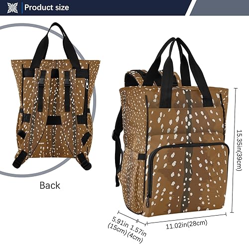 Miniatura 3 de ALAZA Mochila para pañales para pañales de bebé, bolsas de cambio, multifunción con estampado de ciervos, paquete trasero de viaje (226te5c), Multi