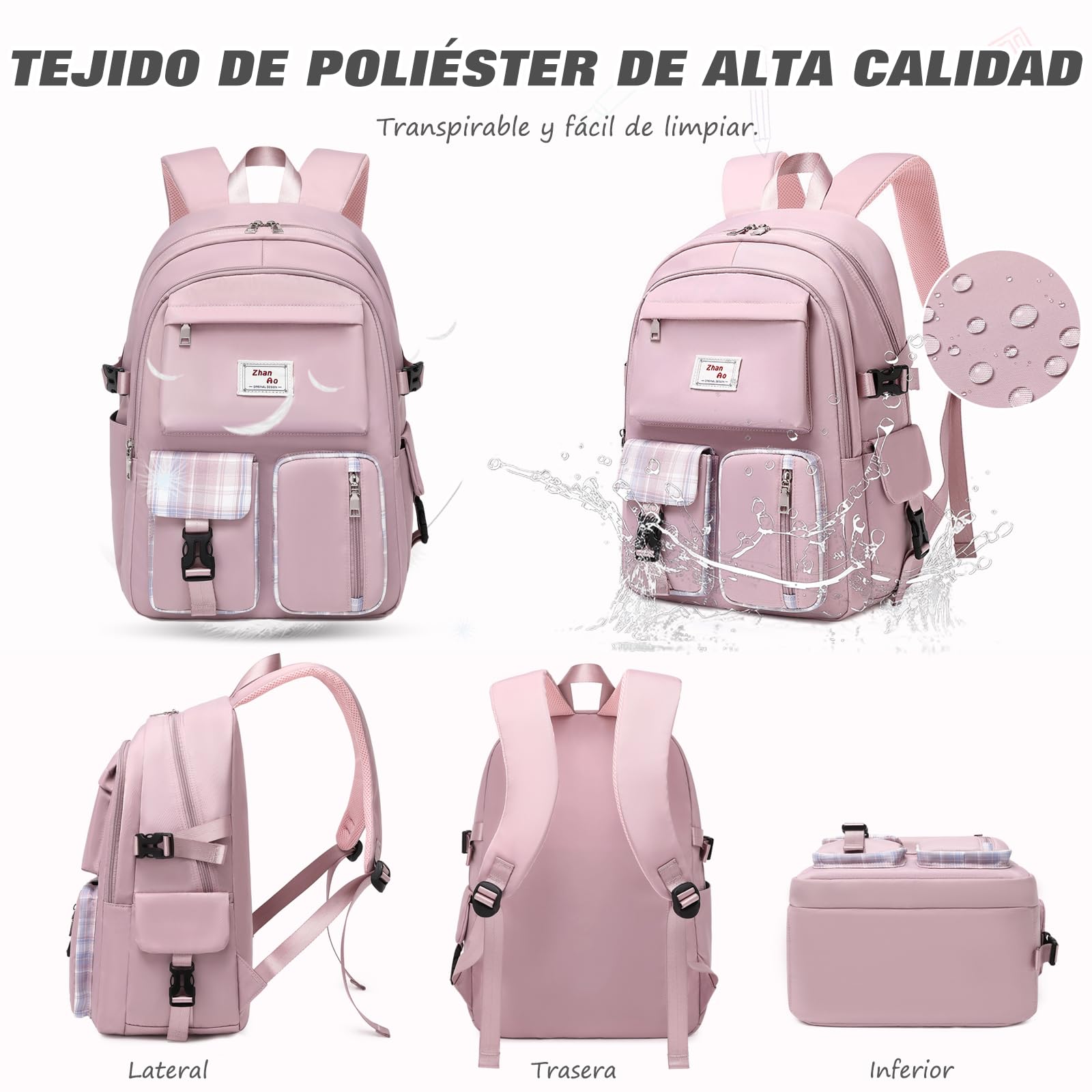 FANDARE Mochilas Tipo Casual Mochilas Escolares para Portatil 15.6 Pulgadas Chico Niñas Bolsas Escolares Mochila Universidad Daypacks Adolescentes Viaje Impermeable Poliéster
