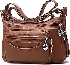 NOTAG Cusual Women's Shoulder Bag, Multi-Pocket PU Leather Handbag Shoulder Bag, Brown, Shoulder strap