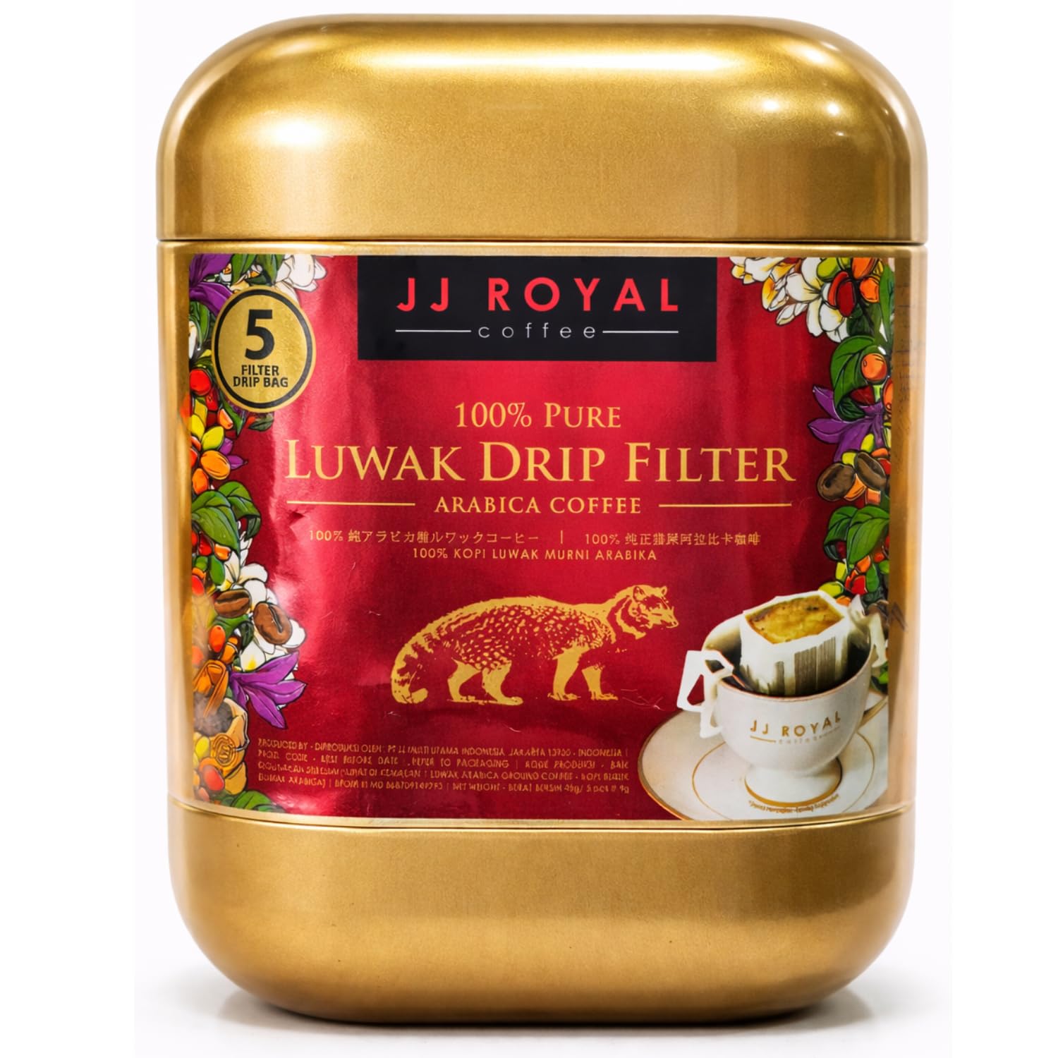 Kopi Luwak Drip Coffee Filter Drip Bags (5 x 9g) By COUGAR, 100