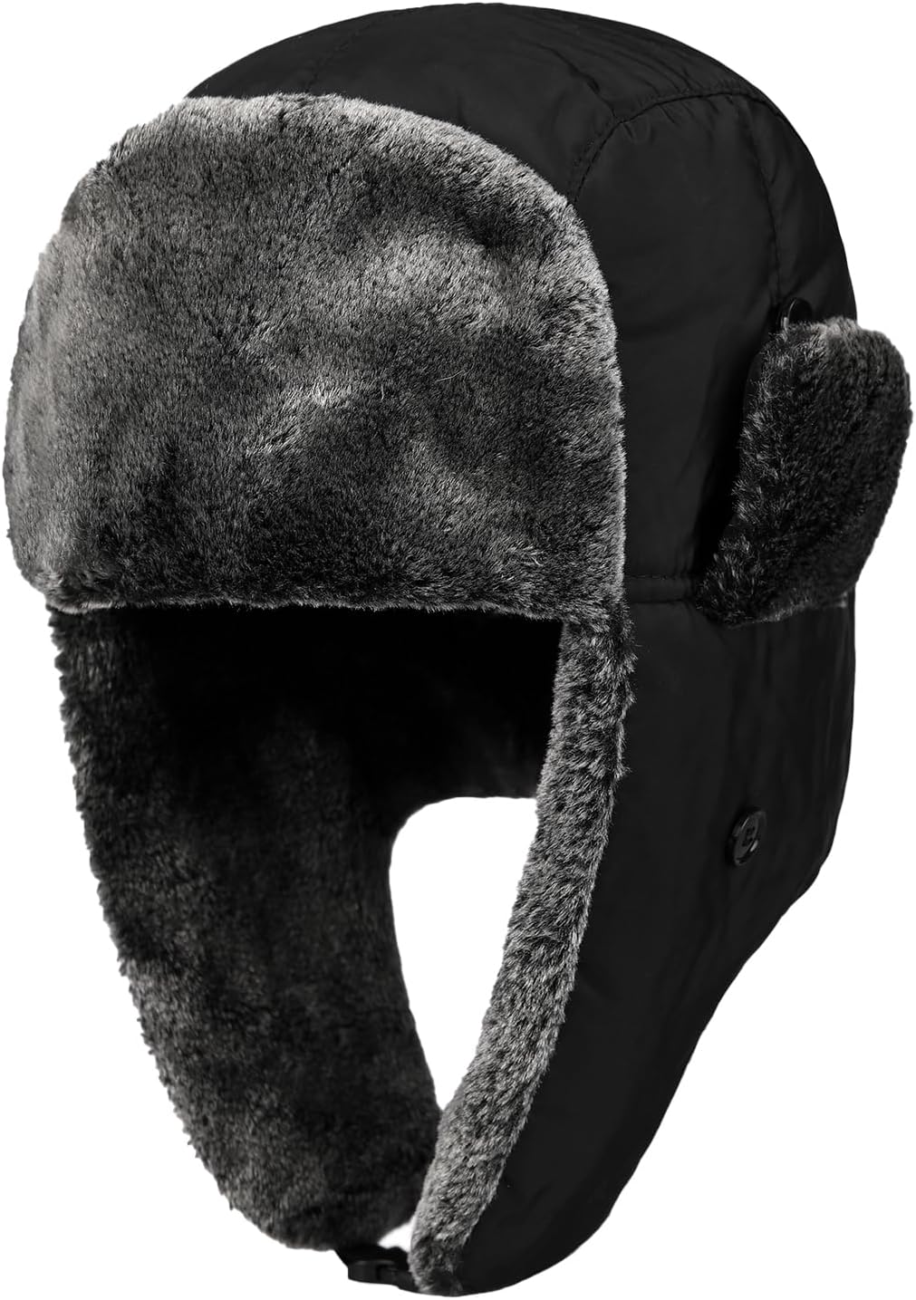 Winter Trapper Hat for Men and Women - Windproof Aviator Hat with Faux Fur Lining, Cold Weather Snow Hat Husband