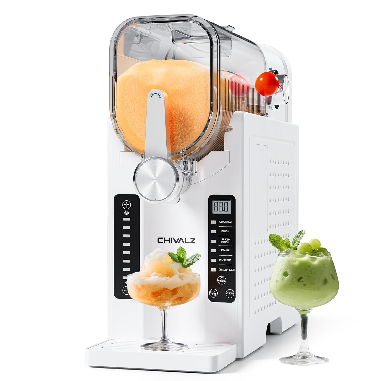 Slushie Machine No Ice Needed, Slushy Machine for Home, CHIVALZ Frozen Drink Maker with 6 Preset Programs for Margaritas, Frappés, Milk Shake and More, LED Display, Auto Clean, Black, 1 Pack+6 Modes