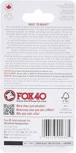 Miniatura 2 de Fox 40 Sonik Blast CMG - Silbato oficial con cordón Break Away (negro)