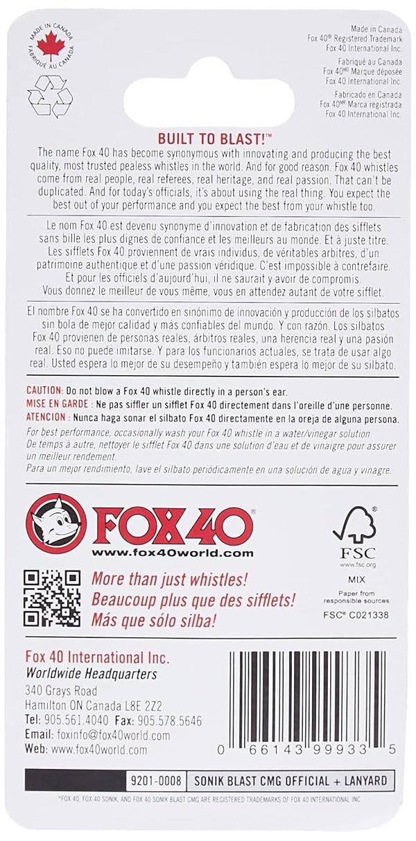 Fox 40 Sonik Blast CMG Official Whistle with Break Away Lanyard (Black) by Fox 40 - Image 2