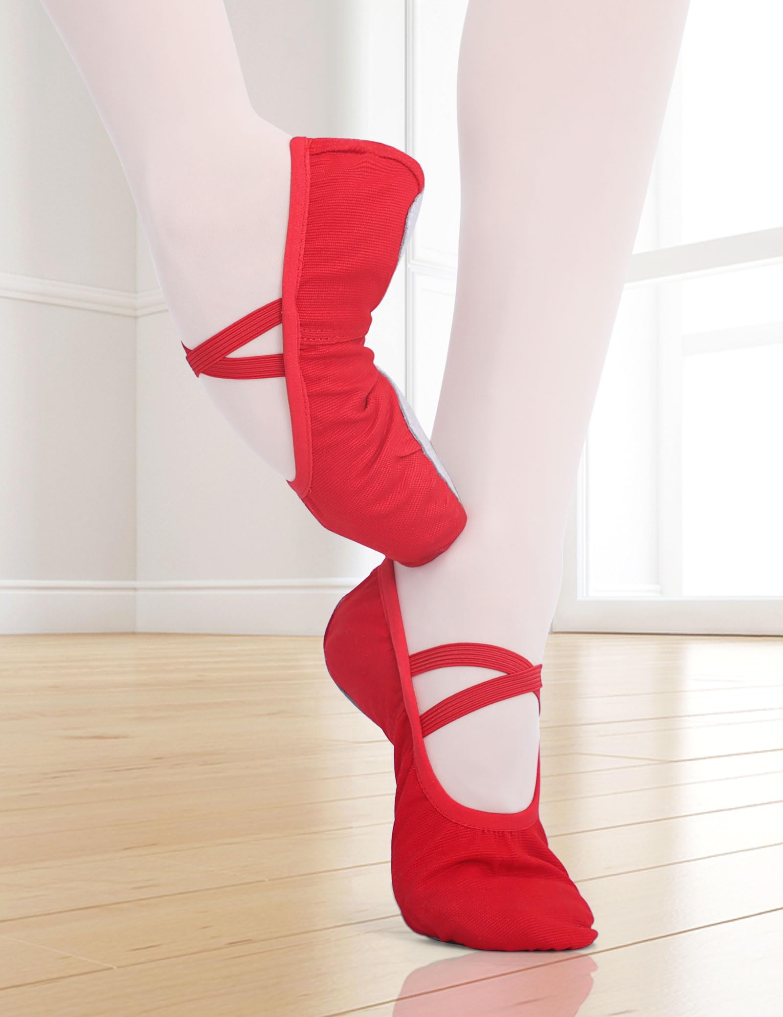 Girls Canvas Ballet Shoes Toddler Ballerina Slippers Red