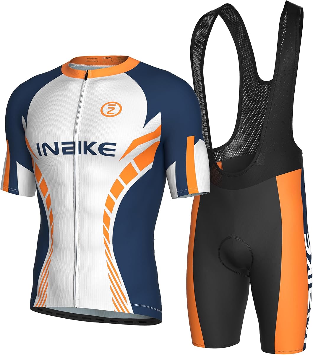 Conjunto de Jersey de ciclismo para hombre, conjunto de pantalones cortos con pechera, camisetas transpirables para bicicleta, conjunto de ropa de ciclismo con pechera de secado rápido