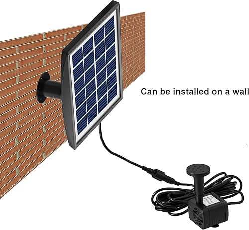 Miniatura 4 de Bomba solar de fuente de agua de 53 GPH para baño de pájaros, 4 boquillas, cable de conexión de 10 pies, ángulo ajustable, viene con bolsa de filtro