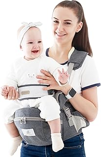 Baby Hip Seat Carrier Baby Waist Stool for Child Infant Toddler with Adjustable Strap Buckle Pocket Soft Inner Huge Storage (Dark Grey)