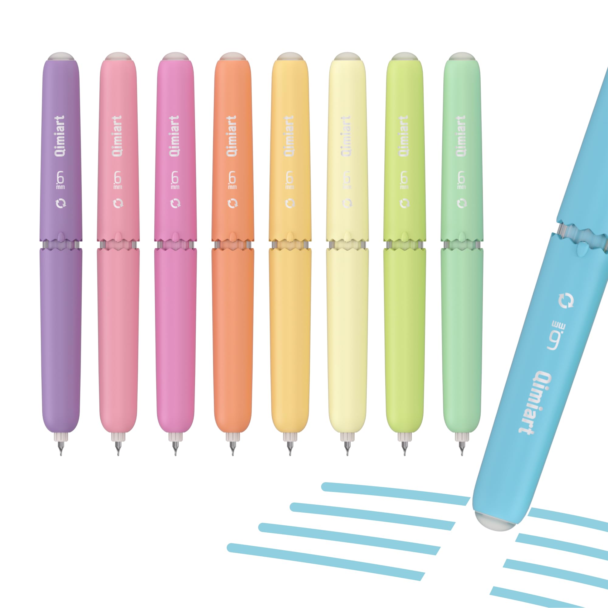 Qimiart Erasable Gel Pens, Fine Point 0.6 mm Twist Retractable, Cute Egg-Shaped Ink Pens with Built-in Eraser, 9-Pack Coloured Pen Set for Journaling, Drawing, Writing, Planner (Candy Colours)