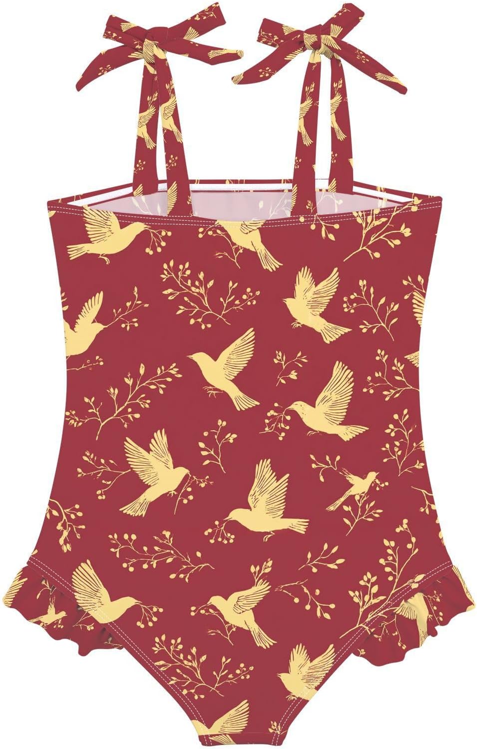 visesunny Toddler Girl Swimsuit Adjustable Strap Swimwear Red Bird Pecking Berry Bathing Suits for Girls 18M-6Y