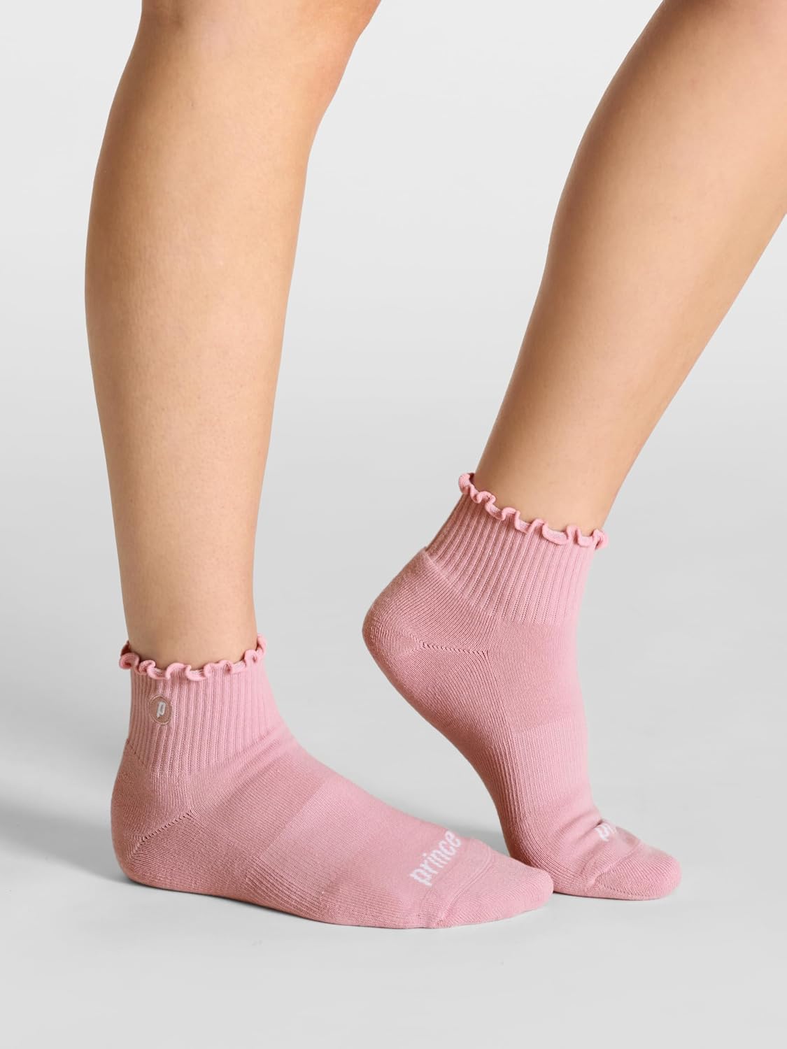 Prince Women's 3-pack Performance Tennis Ruffle Quarter Crew Socks, Moisture Wicking & Arch Support image 3