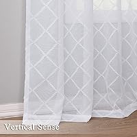 Vista 5 de Cortinas traslúcidas blancas de 84 pulgadas de largo, 2 paneles con ojales, cortinas blancas semitransparentes para sala de estar, dormitorio
