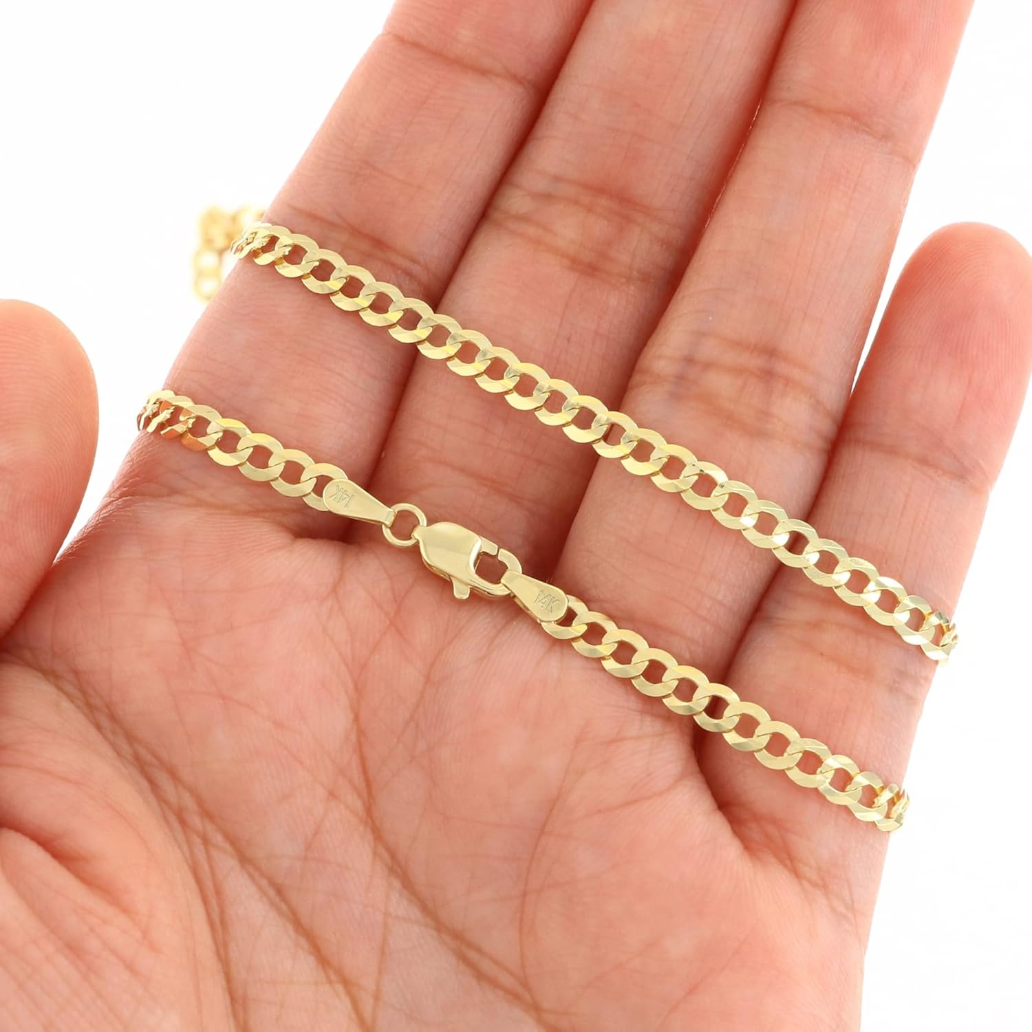 Nuragold 14k Real Yellow Gold Solid Cuban Curb Link 4mm Chain Bracelet (7"-9") Italian Jewelry for Men & Women - Image 5
