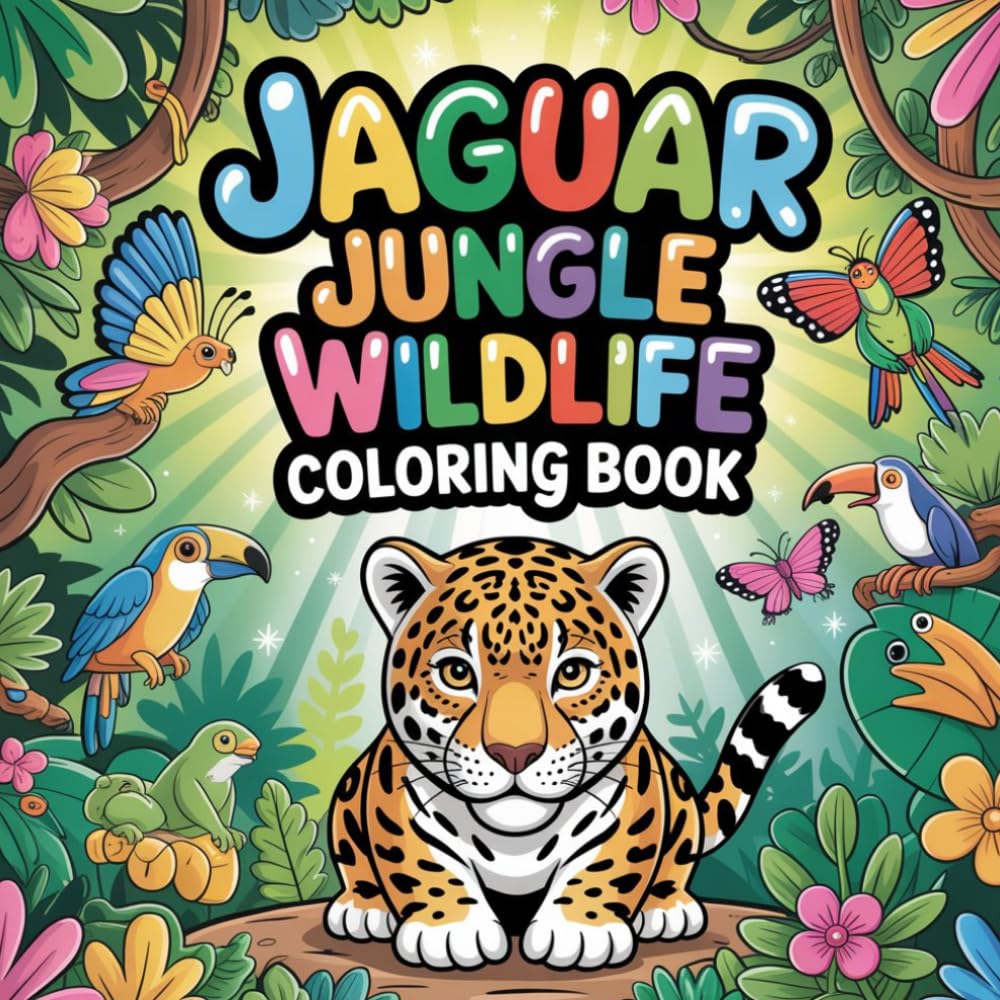 Jaguar Jungle Wildlife Coloring Book: simple big cat color book adults stress relief, simple jungle animal coloring book kids daily creativity, easy ... relief big felines coloring book teens simple