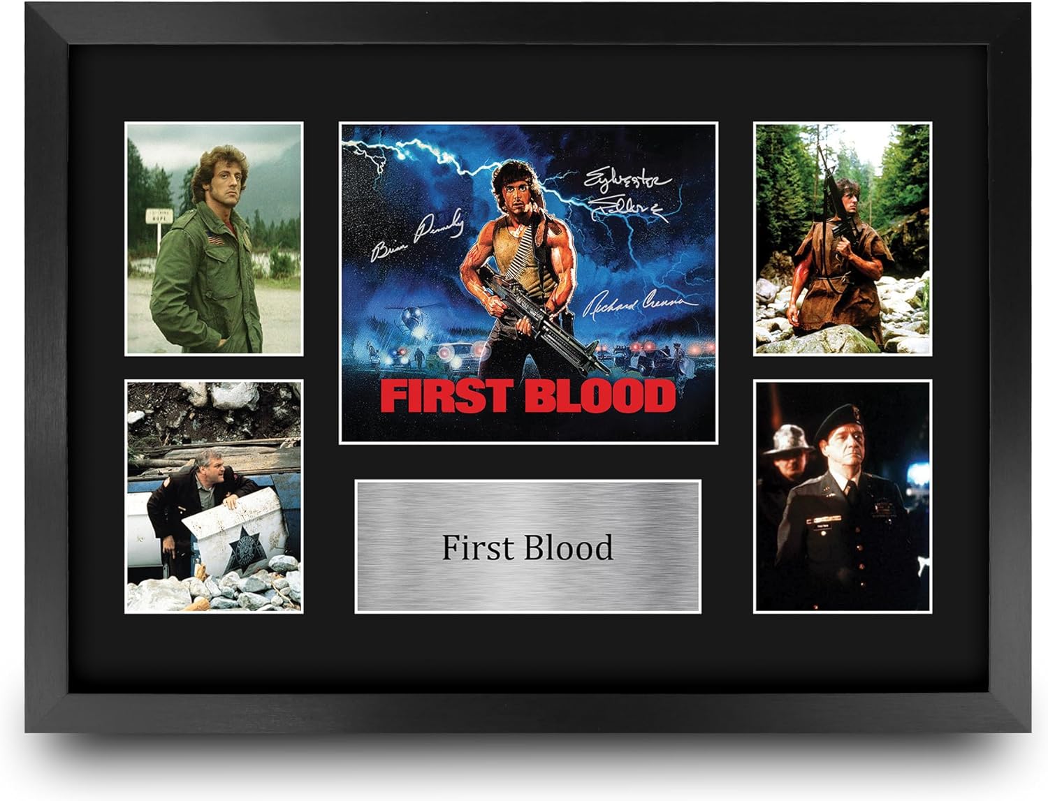 HWC Trading Rambo 1 Gifts Printed Signed Autograph Presentation Display Montage for Movie Memorabilia Fans - 16" x 12" Framed