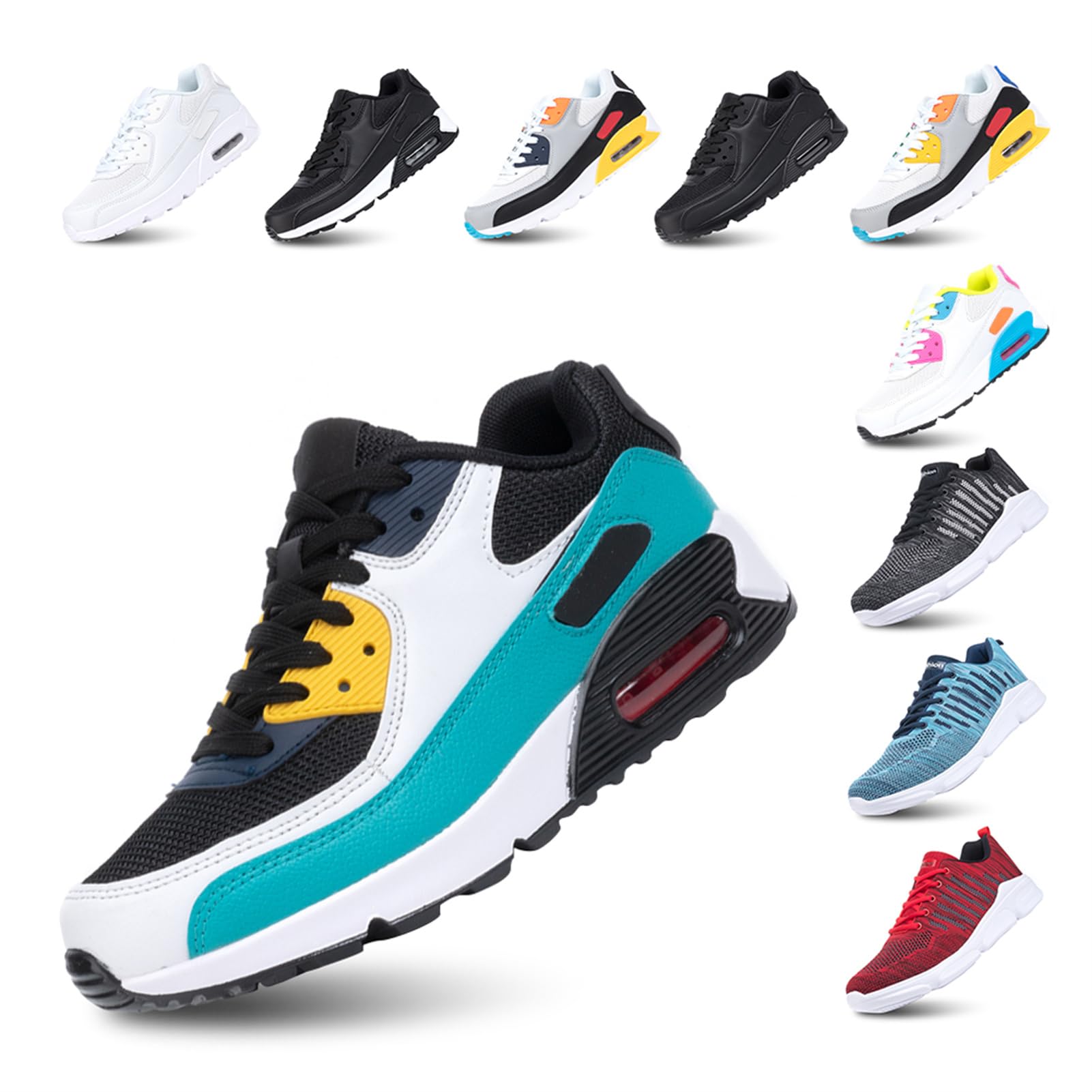 Hitmars Scarpe Running Uomo Donna Donna Ginnastica Sneaker Leggere Traspirante Outdoor Sportive Calzature da Corsa Pallavolo Tennis Nero Verde Bianco Rosa Giallo EU36-EU47