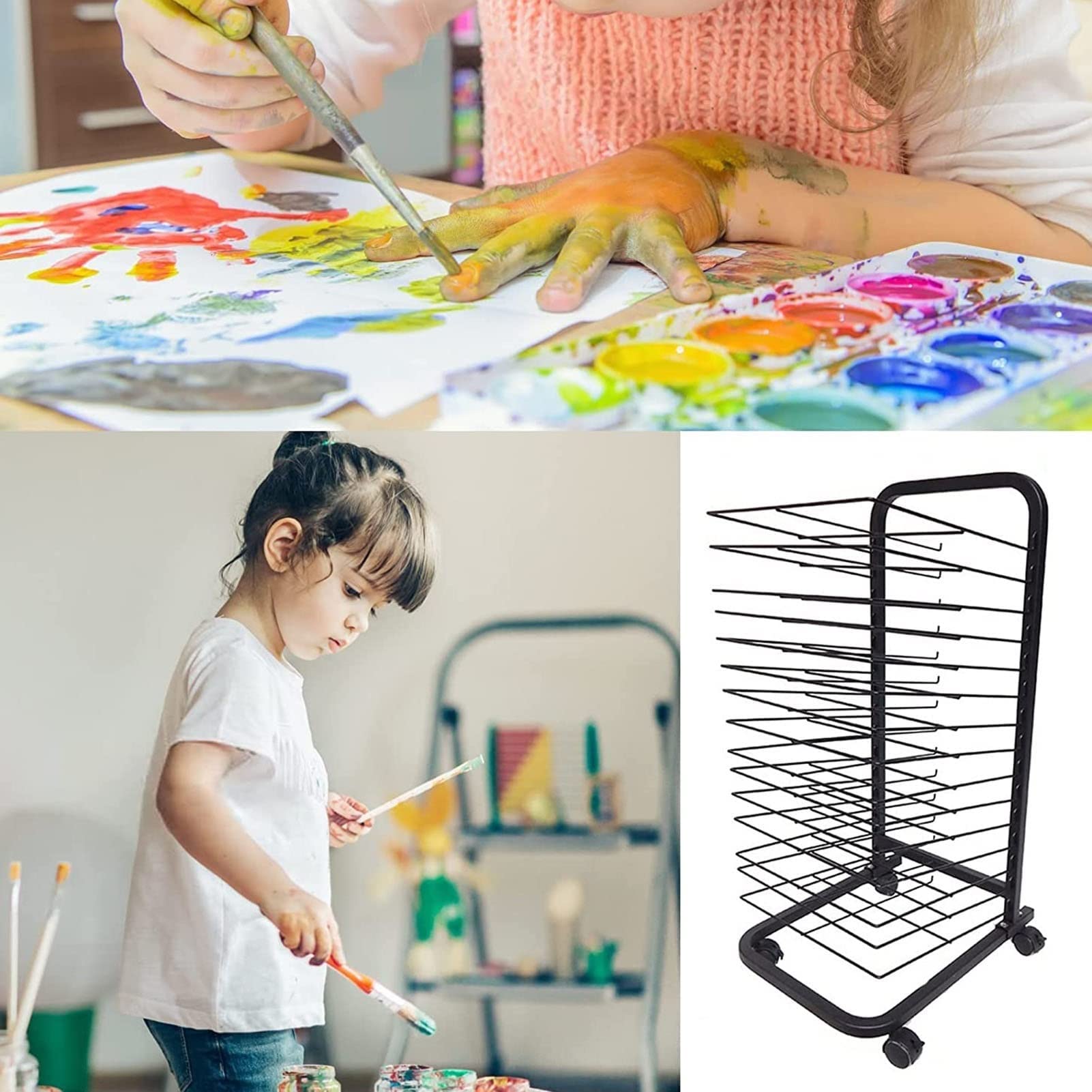 Metalowy Stojak Do Suszenia Dzieł Sztuki – Stojak Do Przechowywania I Ekspozycji Dzieł Sztuki, Stojak Do Suszenia Dzieł Sztuki Do Klasy, Stojak Do Suszenia Obrazów Malowanych, Metalowy Stojak Do Prze