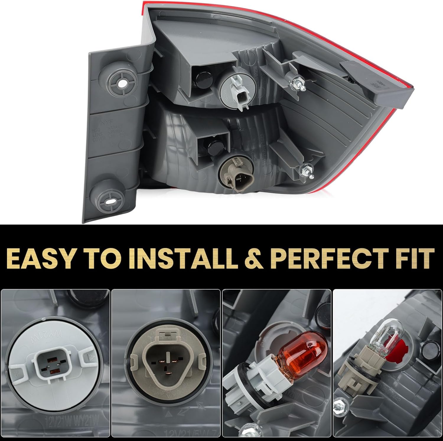 Tail Light Assembly Compatible with 2011 2012 2013 Honda Odyssey Rear Taillight Left Driver Side Includes Bulb 33550TK8A01 HO2804100