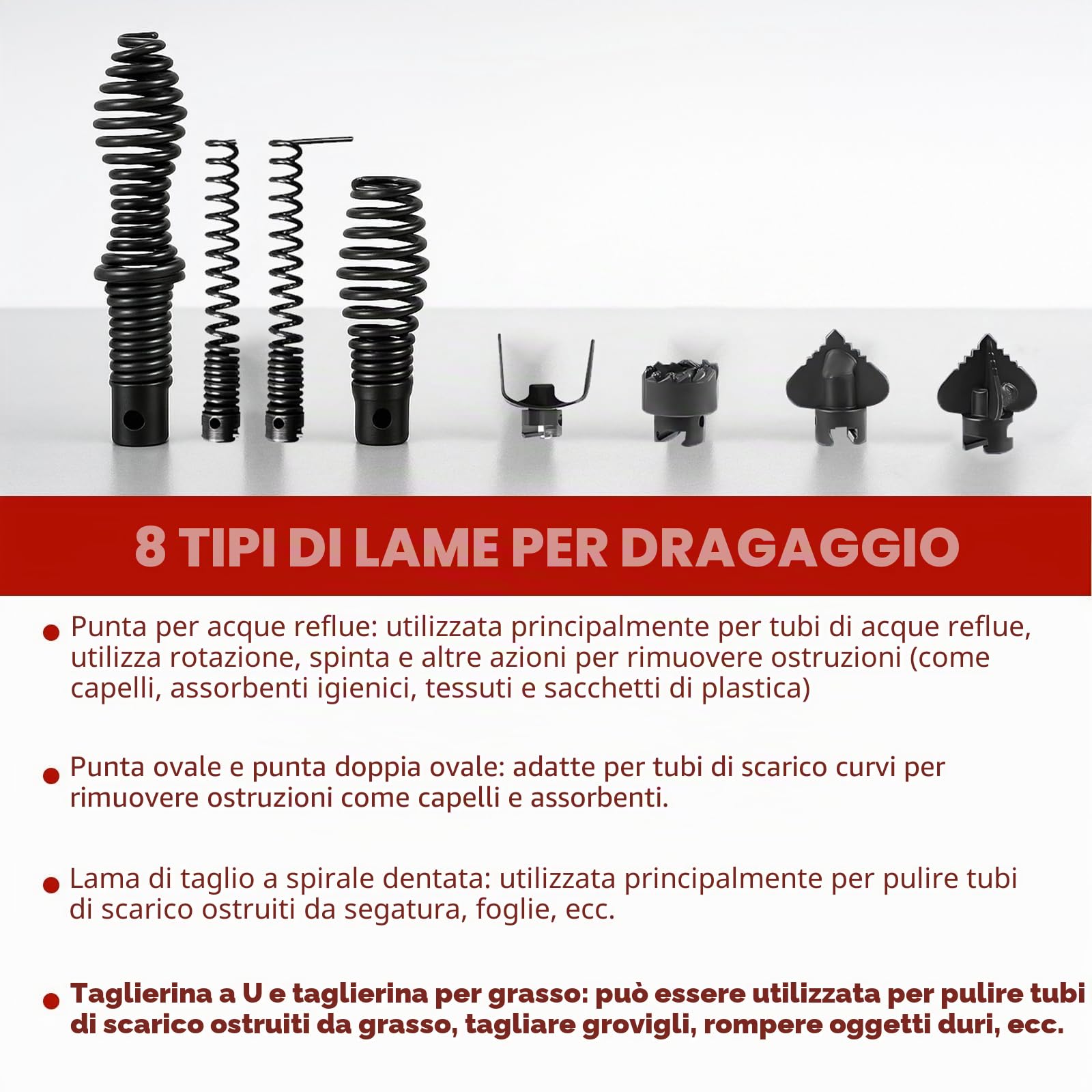 850W Macchina Sturatubi Elettrica, 400r/min Macchina per La Pulizia dei Tubi Della Coclea con Ø10mm Ø16mm Spirale e 8 Punte Diverse, Sturatubi Elettrico per Cucina Lavello di 16 mm