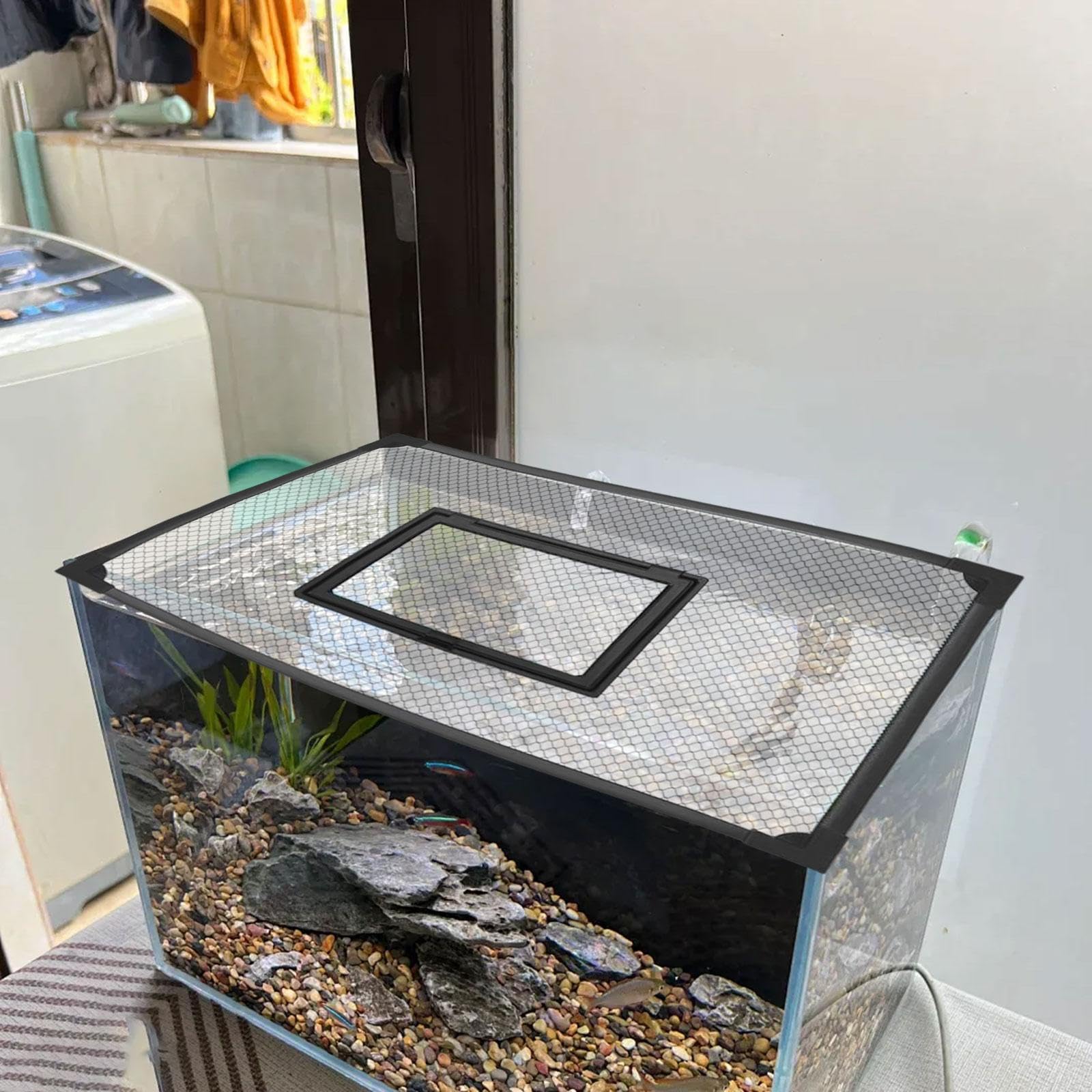 HouseVibe Aquarium Bildschirm Top Abdeckung Mesh Anti Jumping Net Schutz Netz für Fischsprungschutz – Leicht zu Reinigen – Ideal für Süßwasser & Meerwasser Aquarien- 90x45cm