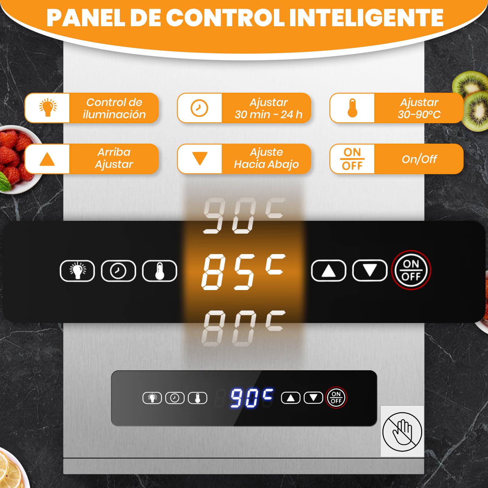 Deshidratador de acero inoxidable de 10 niveles, 0,84 ㎡ de superficie de deshidratación, 30-90 ℃, deshidratador de frutas grande, 800 W, deshidratador de alimentos para verduras, carne y 316