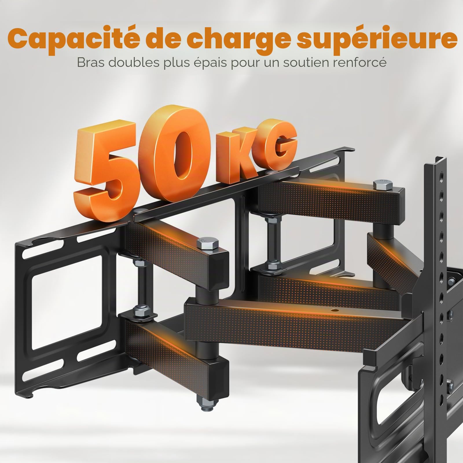 Support Mural TV, Support TV Mural Orientable et Inclinable pour Téléviseurs 32-70 Pouces jusqu'à 50kg, Fixation Murale TV pour Écrans Plats LCD LED, VESA Max 400x400mm