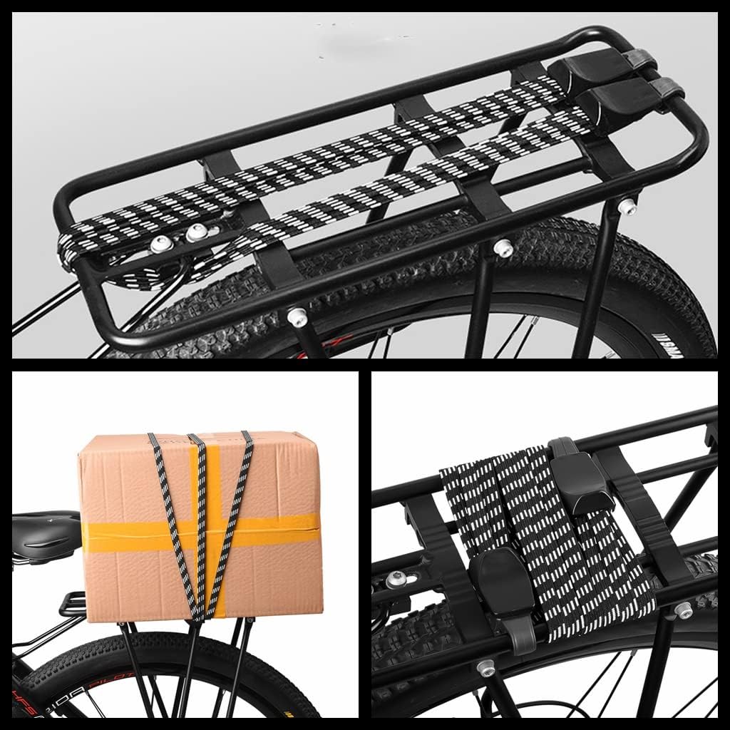 2 Pcs Bike Bungee Cords 3 in 1 Strap Rope Elastic with Two Plastic Hoods