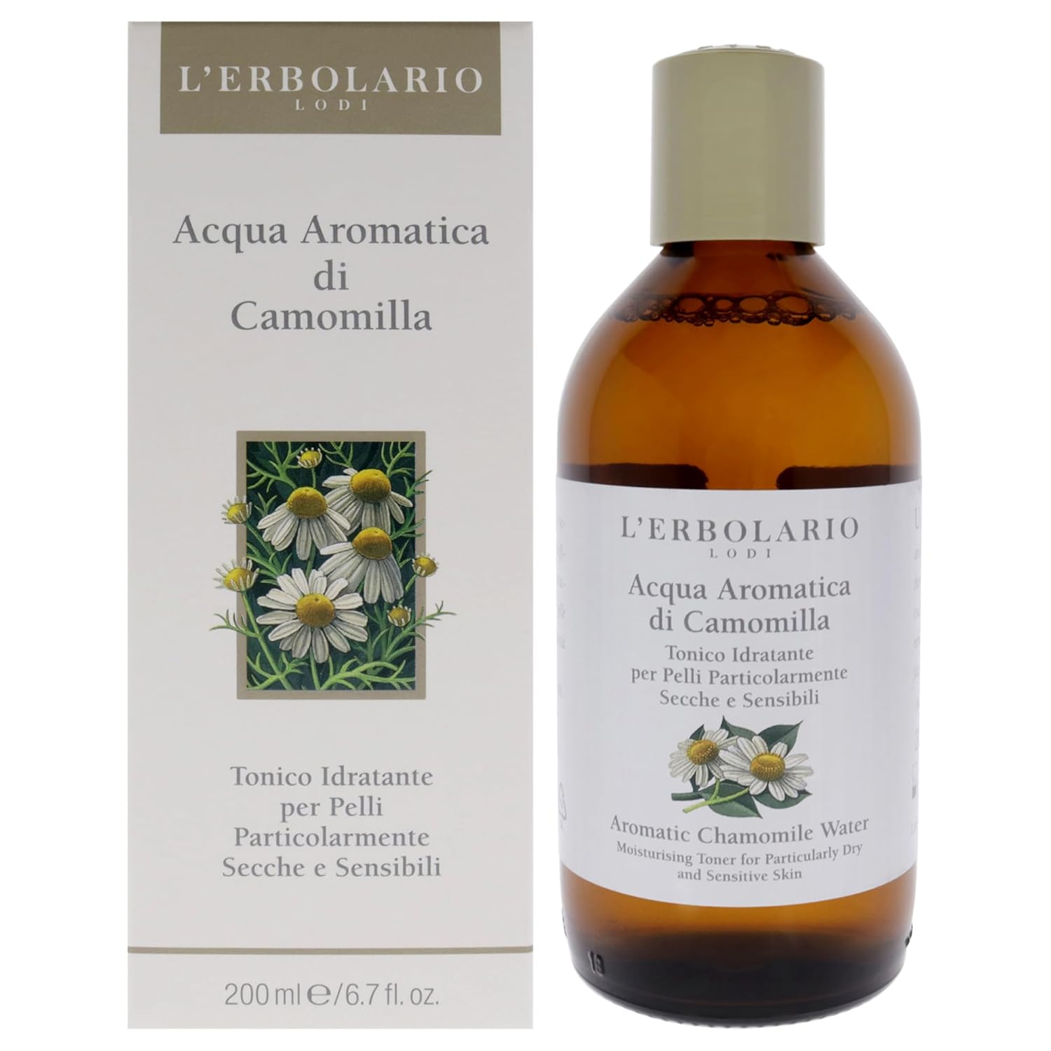 L'Erbolario Aromatic Chamomile Water – Alcohol-Free Face Moisturizer Toner for Dry and Sensitive Skin - Toner for Face to Remove Impurities - 6.7 oz
