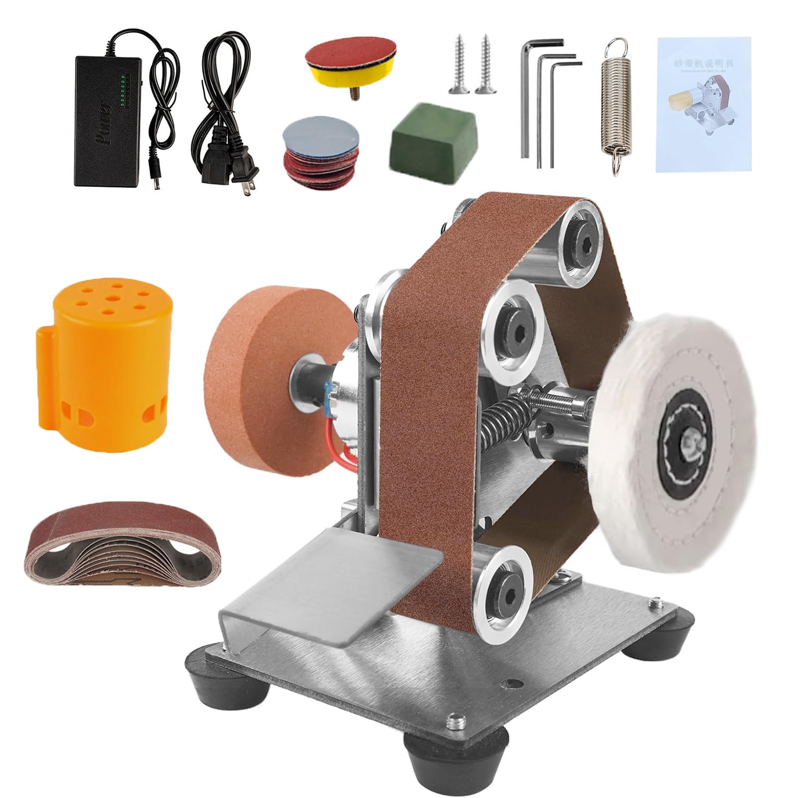 Mini Ponceuse à Bande 7 Vitesses 4000-9000 Tr/min - Parfaite Pour Métal, Couteaux, Bijoux - Compacte Et Puissante - 8