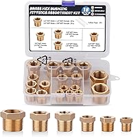 Ailbiuko 18PCS Brass Hex Bushing Fitting Kit - NPT Reducers 1/4"-1/8" to 3/4"-1/2" for Plumbing & Pipe Projects