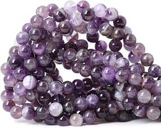 45PCS 8mm Natural Dog Teeth Amethyst Gemstone Round Loose Beads Crystal Energy Stone Healing Power for Jewelry Making 1 Strand 15"
