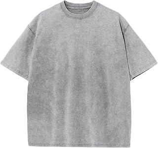 Fkatuzi Boys Oversized Acid Wash Tshirt Kids Blank Vintage Shirt Summer Cotton Unisex Basic Plain T Shirt Tops