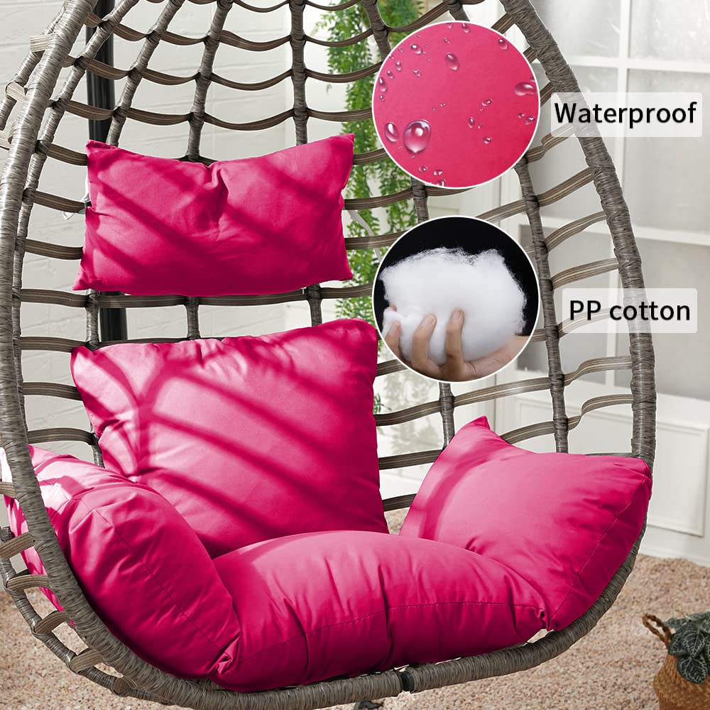 Warmiehomy Cojín para silla de columpio, cojín suave para colgar en el patio con almohada para colgar huevos en interiores al aire libre, silla de canasta, cojín para silla de huevo, color magenta