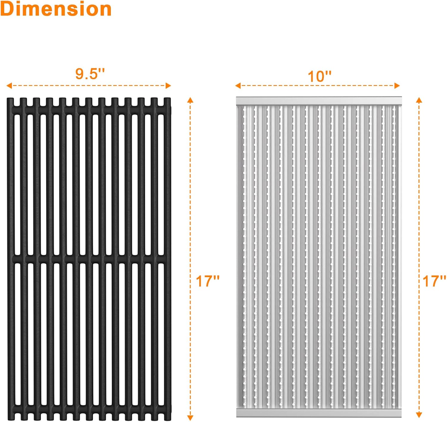 Cooking Grates and Emitter Plates Replacement Parts for Charbroil Commercial TRU-Infrared 4 Burner Grills 463242715 463242716 463276016 466242715 G533-0009-W1 G533-2200-W1 17" x 9 1/2" Grill Grid