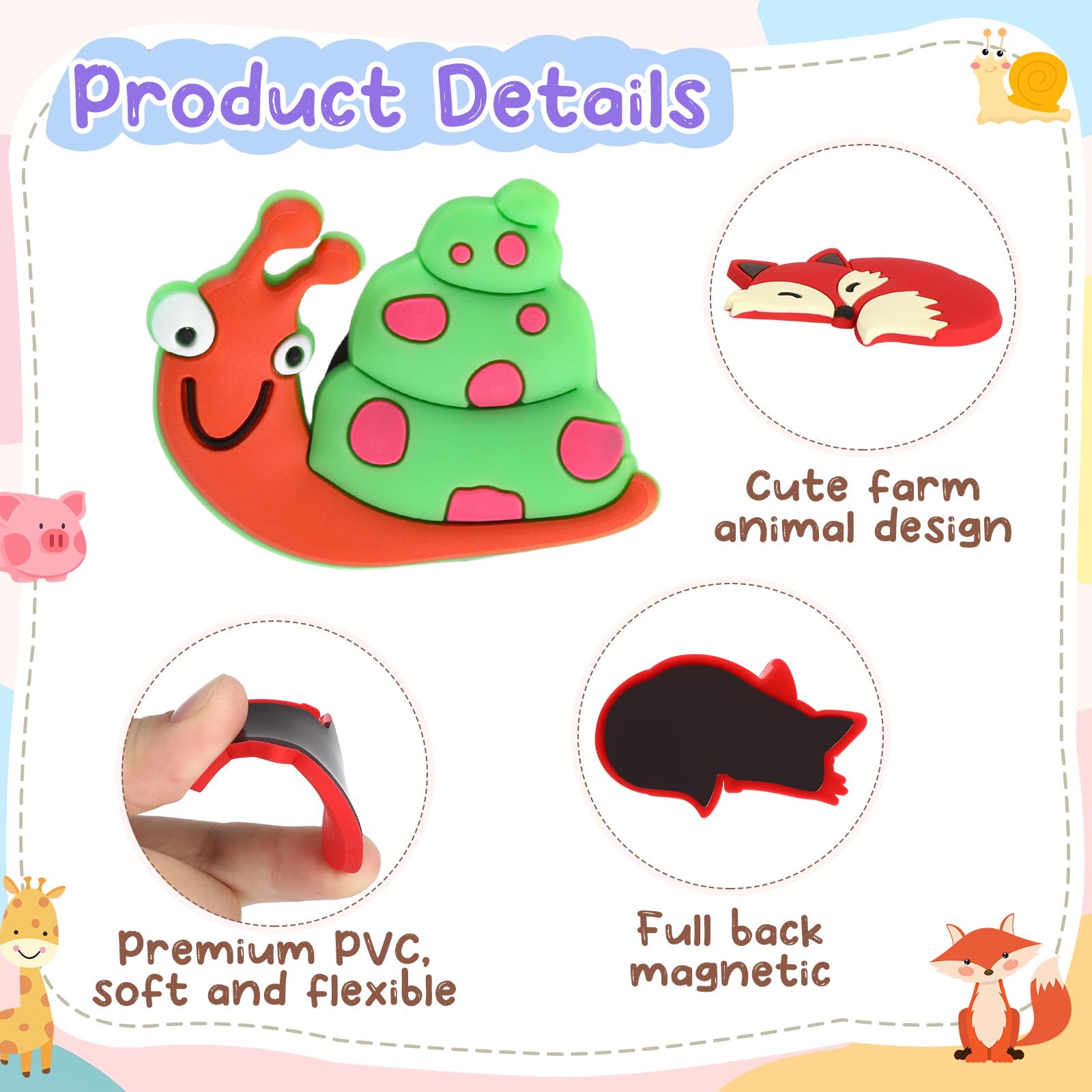 16 Pcs Fridge Magnets for Kids Full Back Magnetic Fridge Magnets for Toddlers Cute Cartoon Farm Animal Magnets for Baby Toddlers Educational Learning Toy Children Present - Image 3