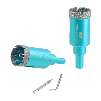 1 Inch Diamond Hole Saw with Pilot Drill Bit, Diamond Tipped Tile Hole Saws, Dry/Wet Use for Porcelain Tile, Ceramic Pottery, Granite, Stone, Marble, Glass Bottles - 2 Pack