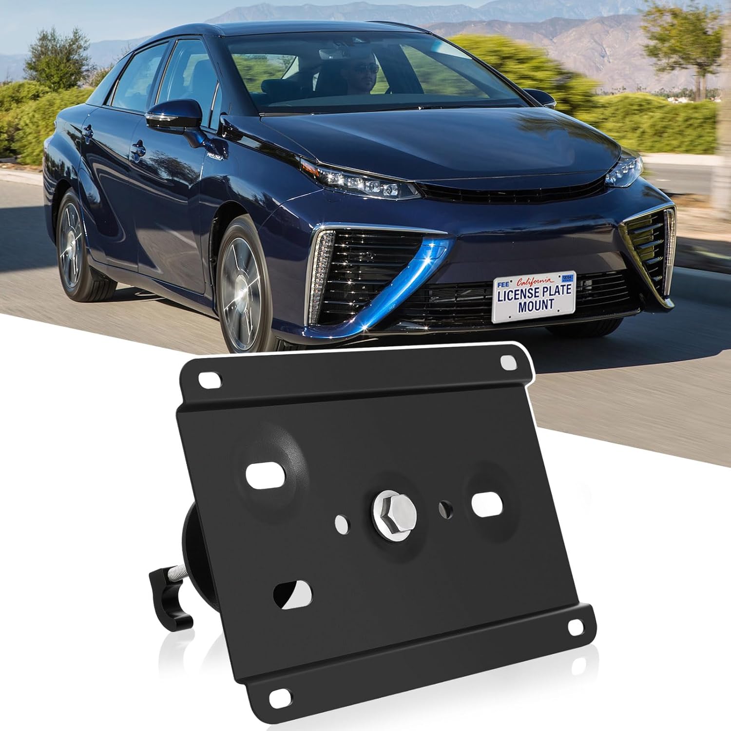 New No Drill Front Bumper License Plate Mount Bracket Holder Compatible with Toyota 4Runner 5th gen N280, Crown, Mirai Front Grille License Plate Frames Mounting Kit Car Tag Accessories